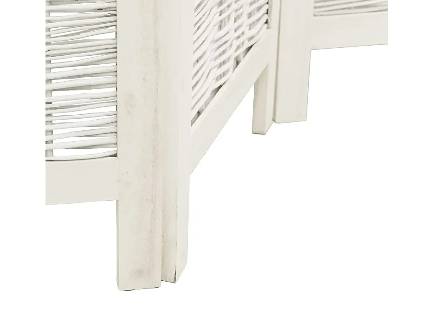Biombo-Tabique divisorio de 4 paneles en madera maciza de paulownia blanca Blanco