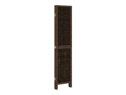 Tabique divisorio de 5 paneles en marrón oscuro fabricado en paulownia maciza Marru00f3n
