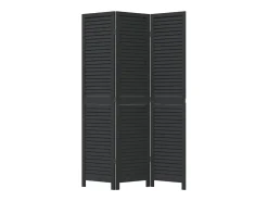 Tabique divisorio de 3 paneles en madera maciza de paulownia negra Negro Discount