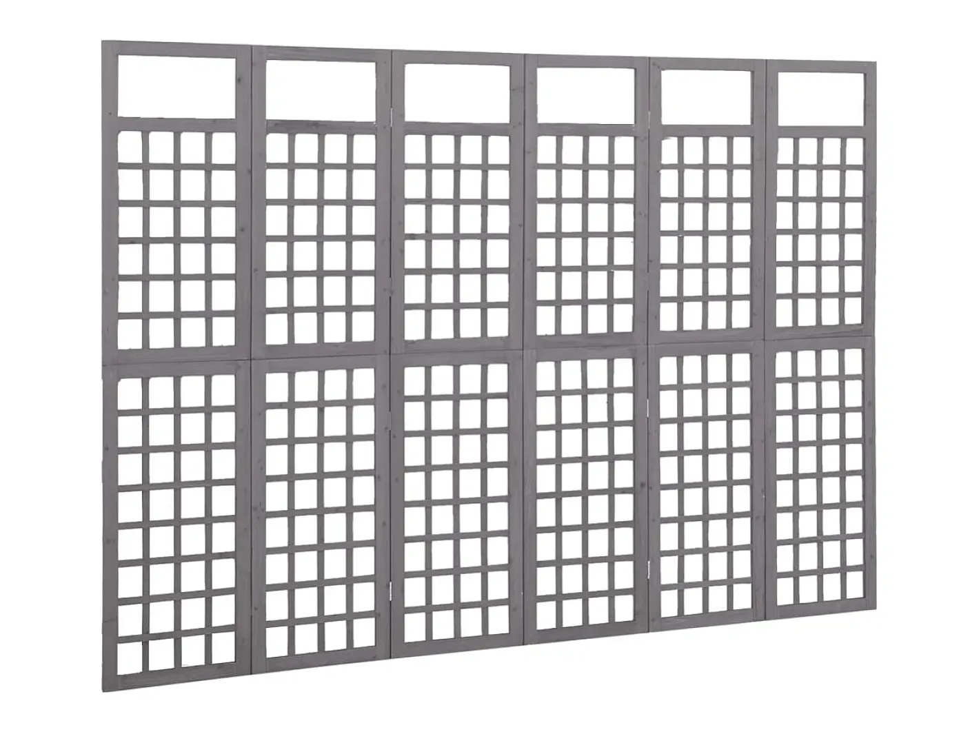 Tabique divisorio de 6 paneles/celosía de madera maciza de abeto Gris Discount