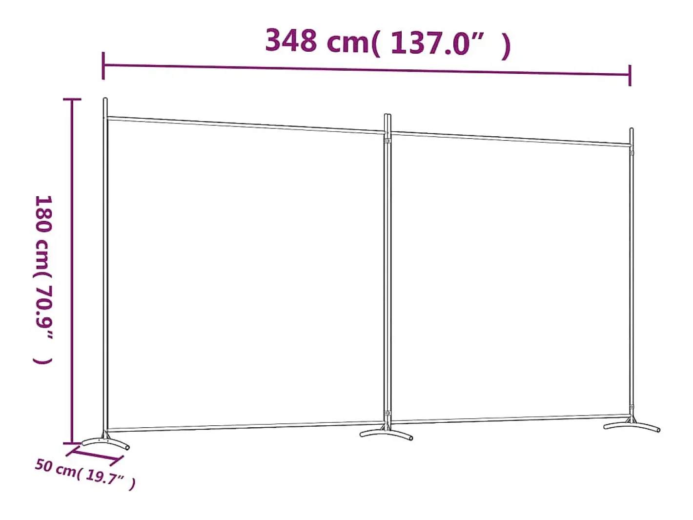 Biombo-Tabique divisorio de 2 paneles Antracita 348x180 cm Tejido Gris