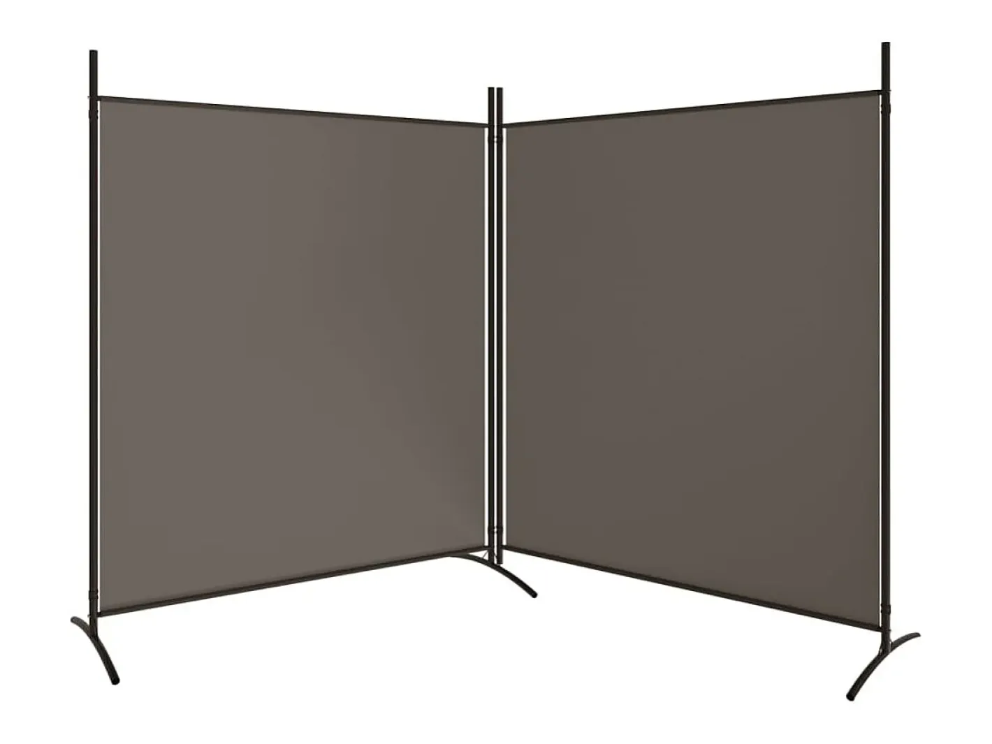Biombo-Tabique divisorio de 2 paneles Antracita 348x180 cm Tejido Gris
