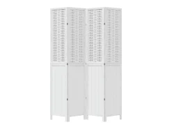 Sale Tabique divisorio de 4 paneles en madera maciza de paulownia blanca Blanco