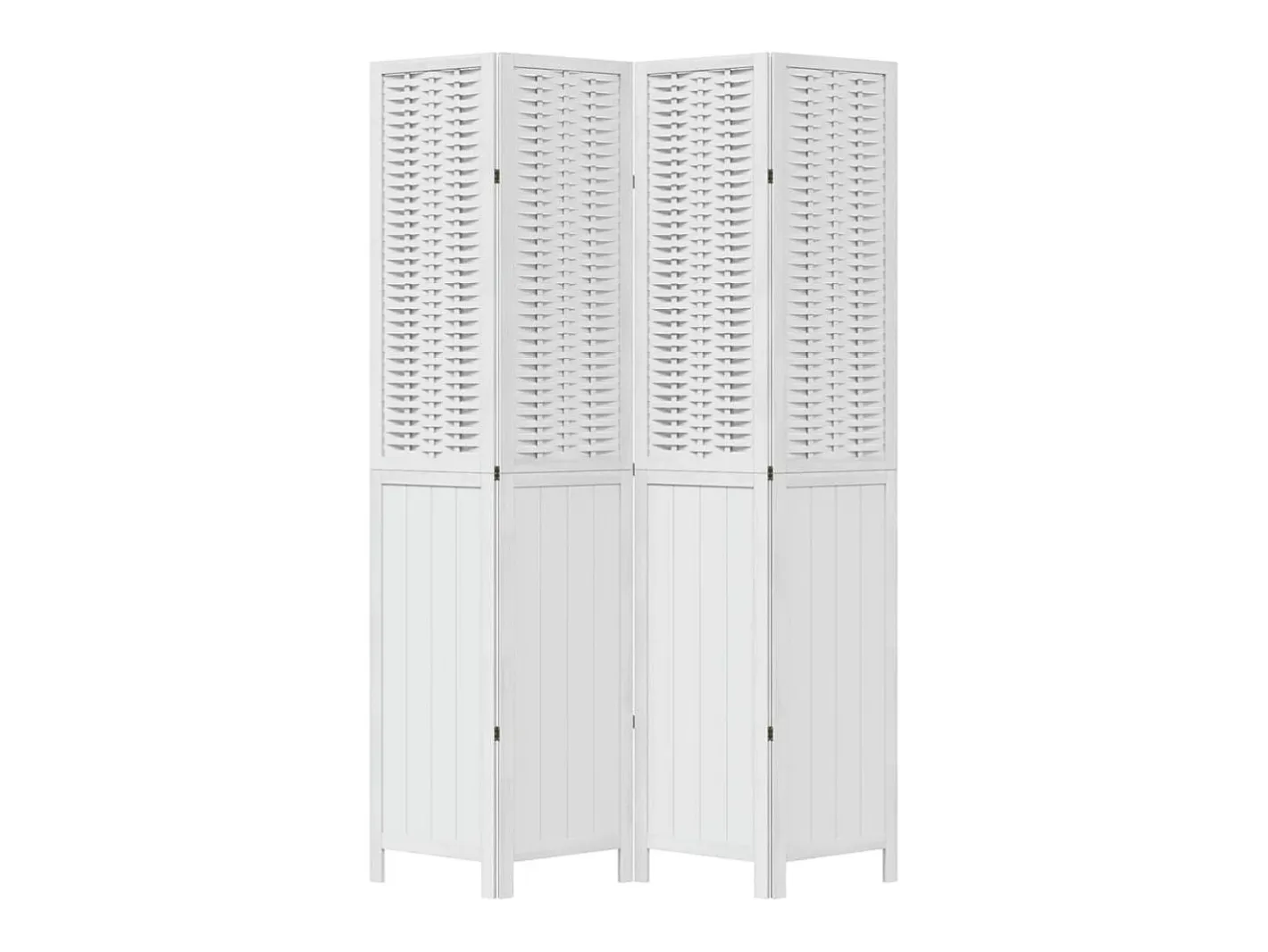 Sale Tabique divisorio de 4 paneles en madera maciza de paulownia blanca Blanco