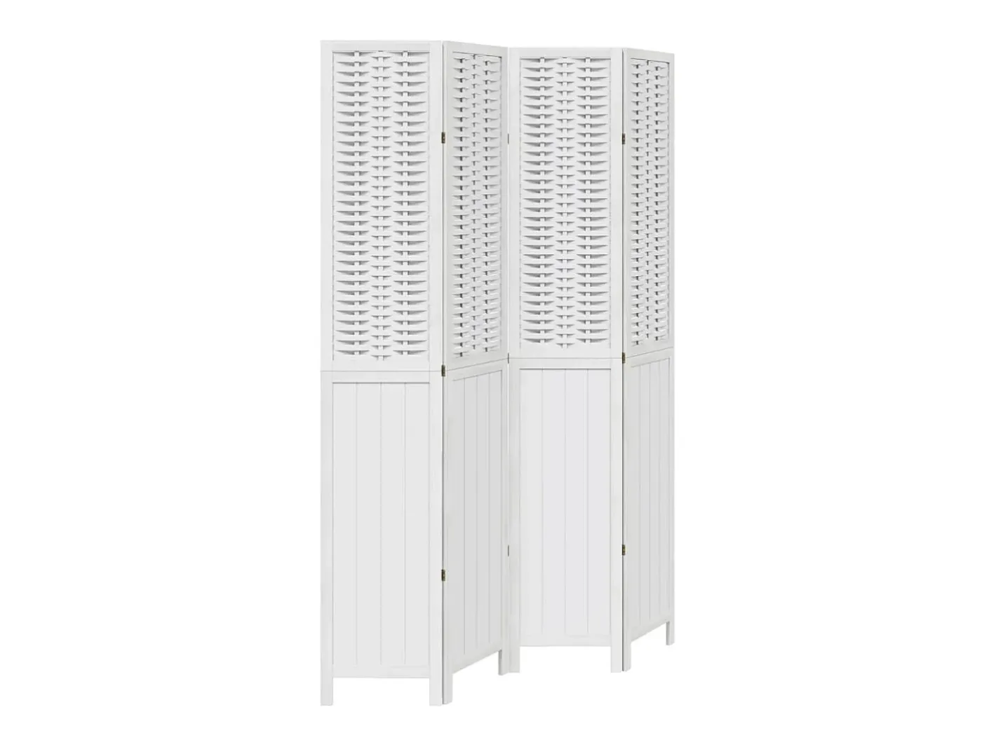 Sale Tabique divisorio de 4 paneles en madera maciza de paulownia blanca Blanco