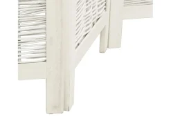 Tabique divisorio de 4 paneles en madera maciza de paulownia blanca Blanco Outlet