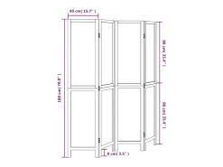 Tabique divisorio de 4 paneles en madera maciza de paulownia blanca Blanco Outlet