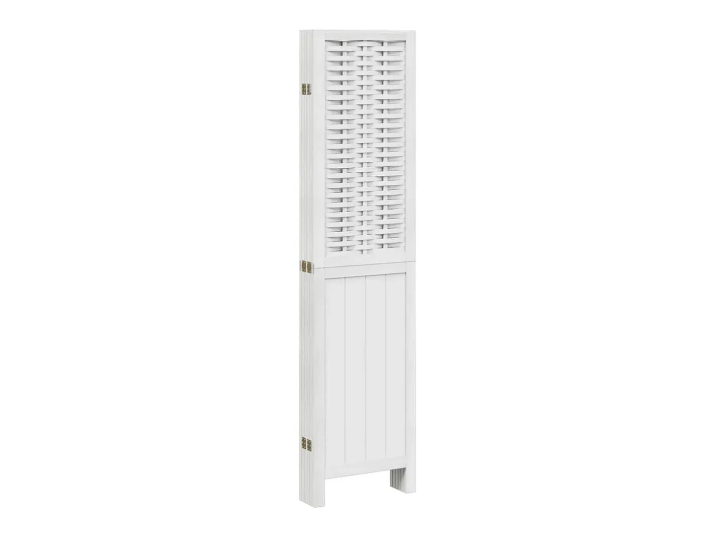 Biombo-Tabique divisorio de 6 paneles en madera maciza de paulownia blanca Blanco
