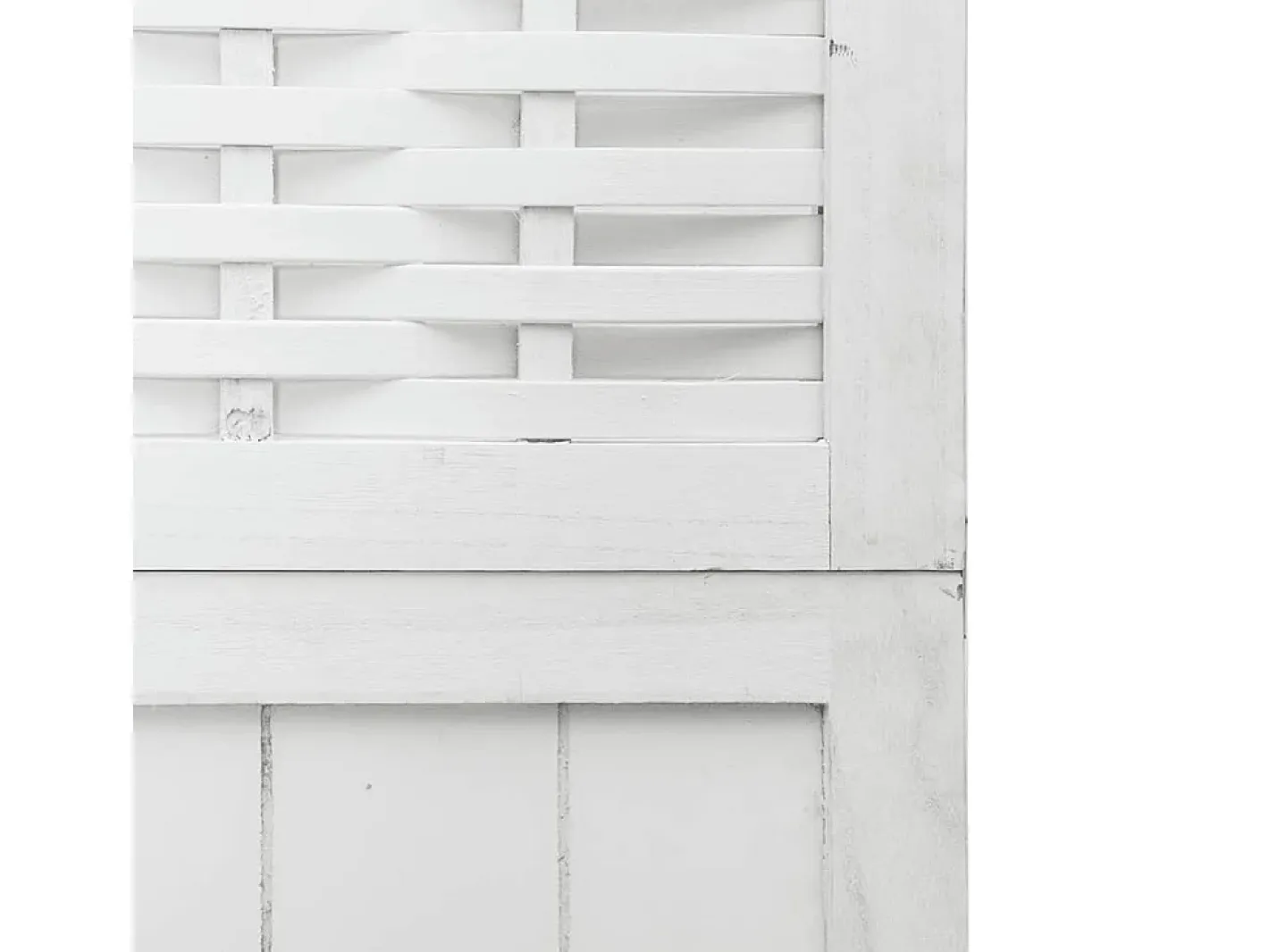 Biombo-Tabique divisorio de 6 paneles en madera maciza de paulownia blanca Blanco
