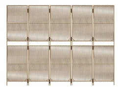 Biombo-Tabique divisorio de 5 paneles de mimbre de resina Beige