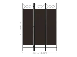 Biombo-Tabique divisorio de 3 paneles Marrón 120x180 cm Marru00f3n