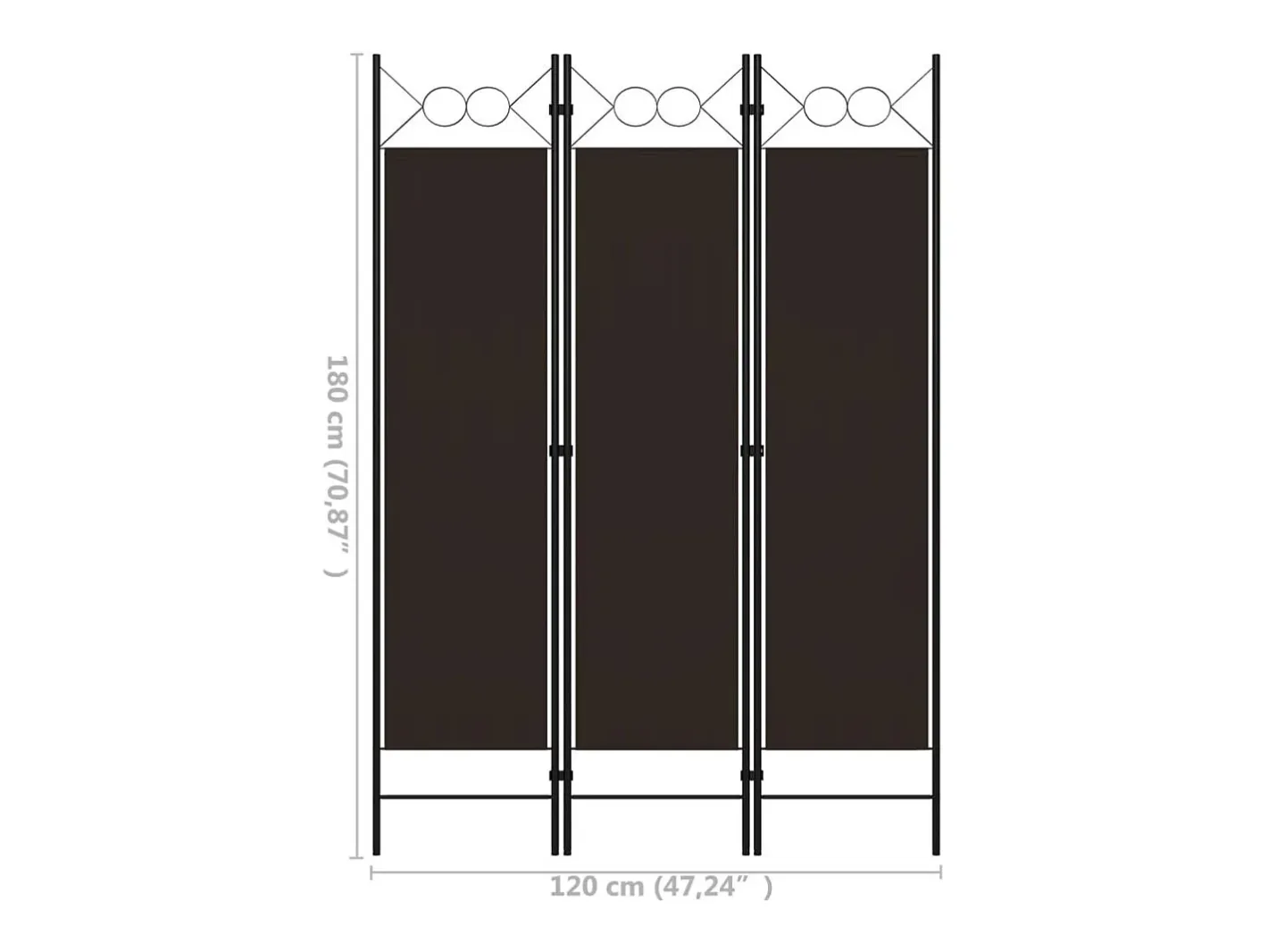 Biombo-Tabique divisorio de 3 paneles Marrón 120x180 cm Marru00f3n