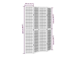 Tabique divisorio de 4 paneles en madera maciza de paulownia blanca Blanco Best