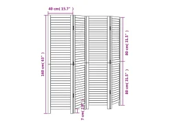 Tabique divisorio de 4 paneles en madera maciza de paulownia negra Negro