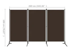 Biombo-Tabique divisorio de 3 paneles Marrón 260x180 cm Marru00f3n