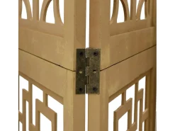 Biombo-Tabique divisorio de 5 paneles en madera maciza de paulownia marrón Marru00f3n