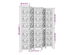 Biombo-Tabique divisorio de 5 paneles en madera maciza de paulownia marrón Marru00f3n