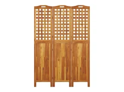 New Tabique divisorio de 3 paneles 121,5x2x180 cm Madera de acacia Marru00f3n