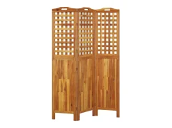 New Tabique divisorio de 3 paneles 121,5x2x180 cm Madera de acacia Marru00f3n