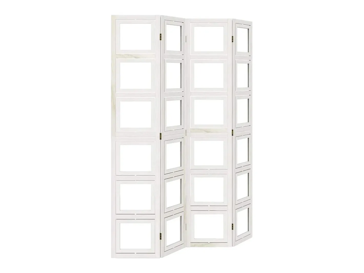 Biombo-Tabique divisorio de 4 paneles en madera maciza de paulownia blanca Blanco