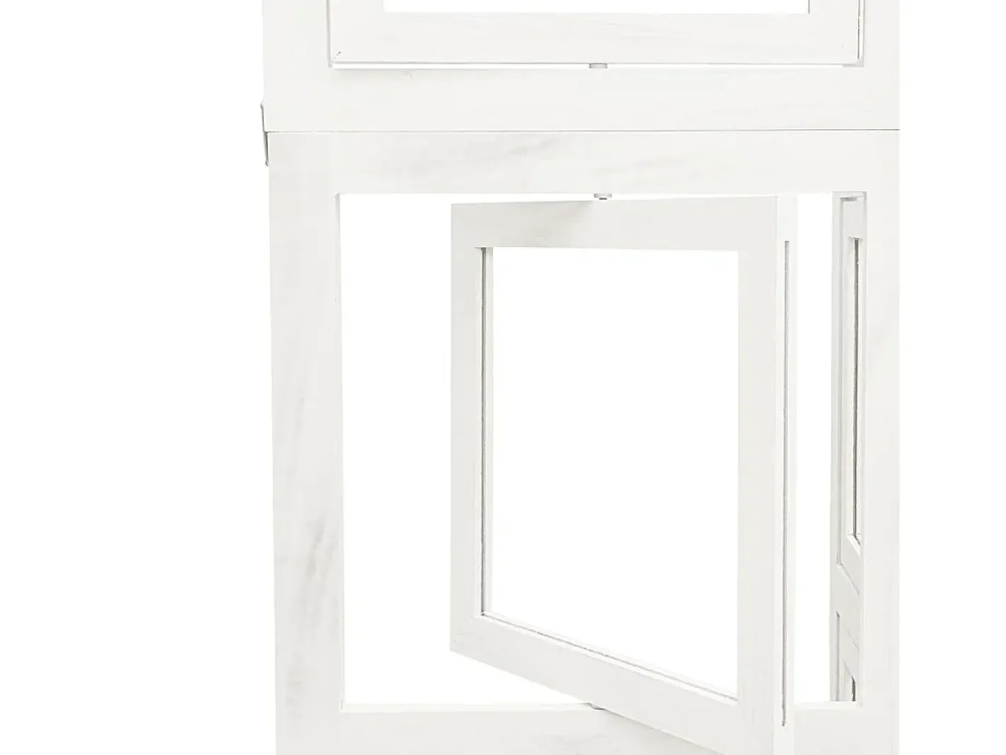Biombo-Tabique divisorio de 4 paneles en madera maciza de paulownia blanca Blanco
