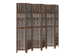 Biombo-Tabique divisorio de 6 paneles en color marrón oscuro fabricado en paulownia maciza Marru00f3n