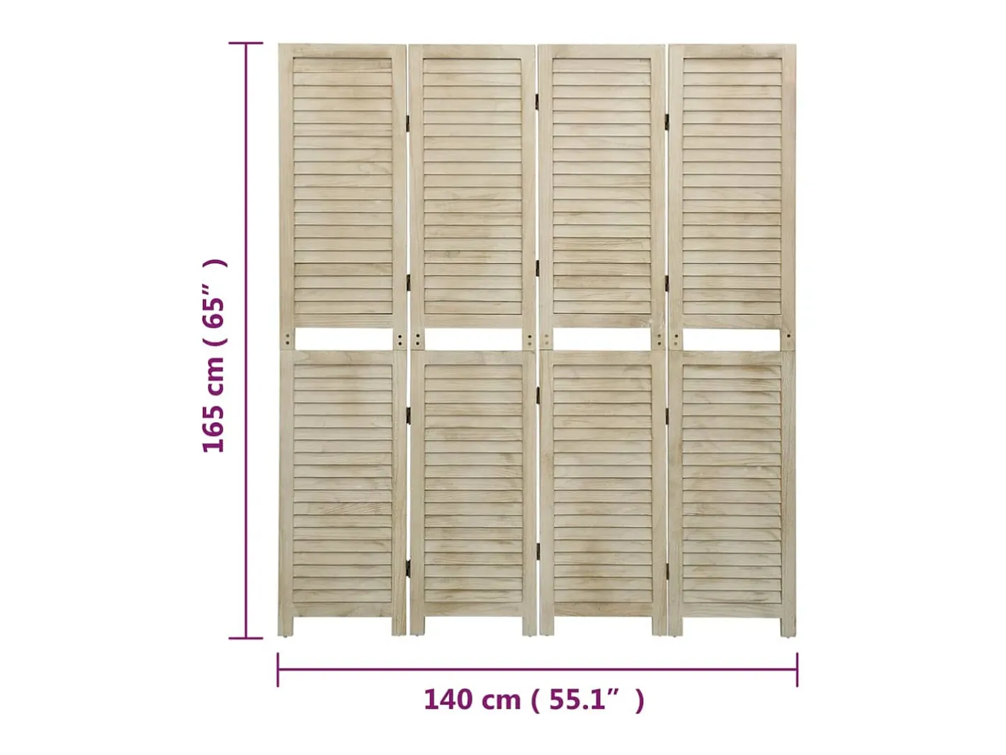 Hot Tabique divisorio de 4 paneles 140x165 cm madera de paulownia Marru00f3n