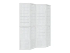Tabique divisorio de 4 paneles en madera maciza de paulownia blanca Blanco Best