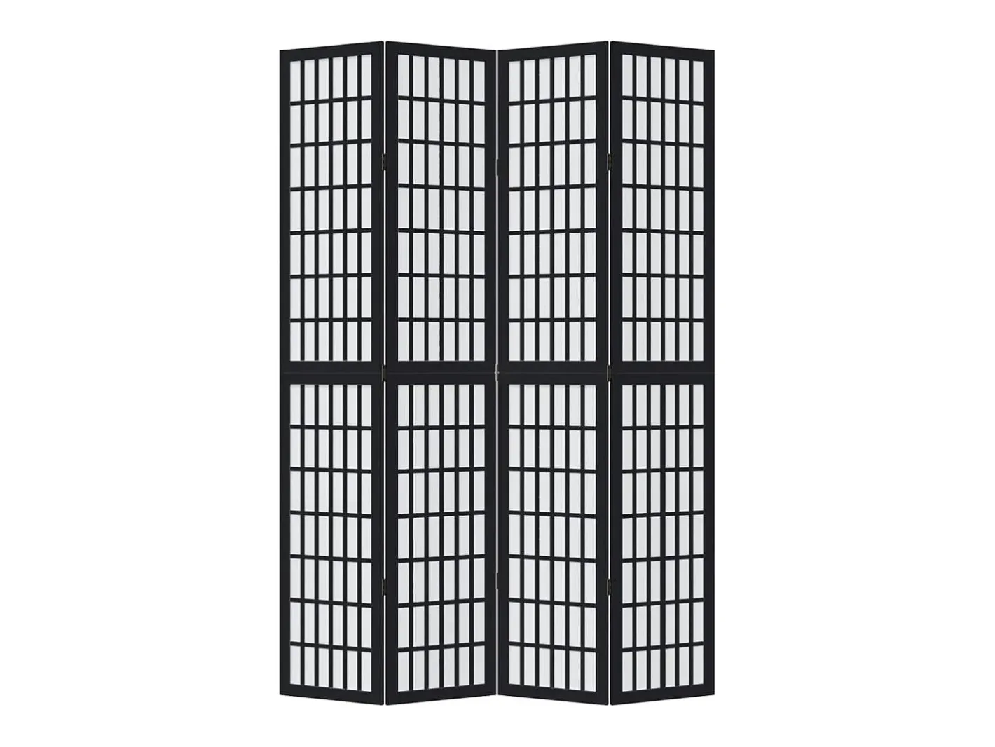 Tabique divisorio de 4 paneles en madera maciza de paulownia negra Negro Discount