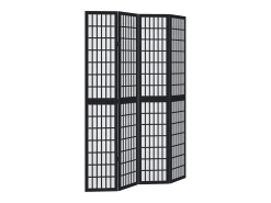 Tabique divisorio de 4 paneles en madera maciza de paulownia negra Negro Discount