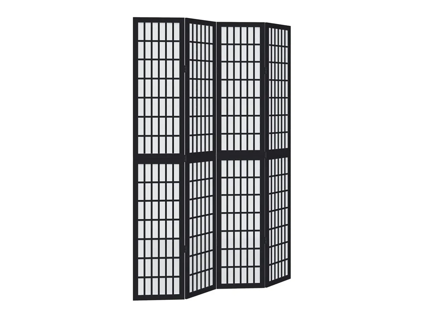Tabique divisorio de 4 paneles en madera maciza de paulownia negra Negro Discount
