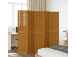 Sale Tabique divisorio de 5 paneles en madera maciza de paulownia marrón Marru00f3n