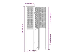 Outlet Tabique divisorio de 3 paneles en madera maciza de paulownia blanca Blanco