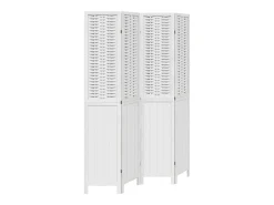 Tabique divisorio de 4 paneles en madera maciza de paulownia blanca Blanco