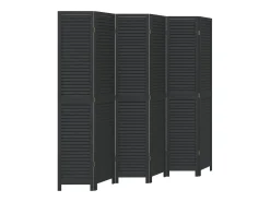 Hot Tabique divisorio de 6 paneles en madera maciza de paulownia negra Negro