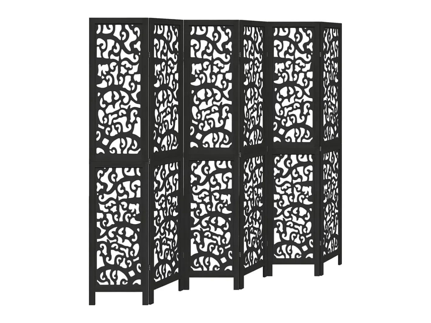 Sale Tabique divisorio de 6 paneles en madera maciza de paulownia negra Negro