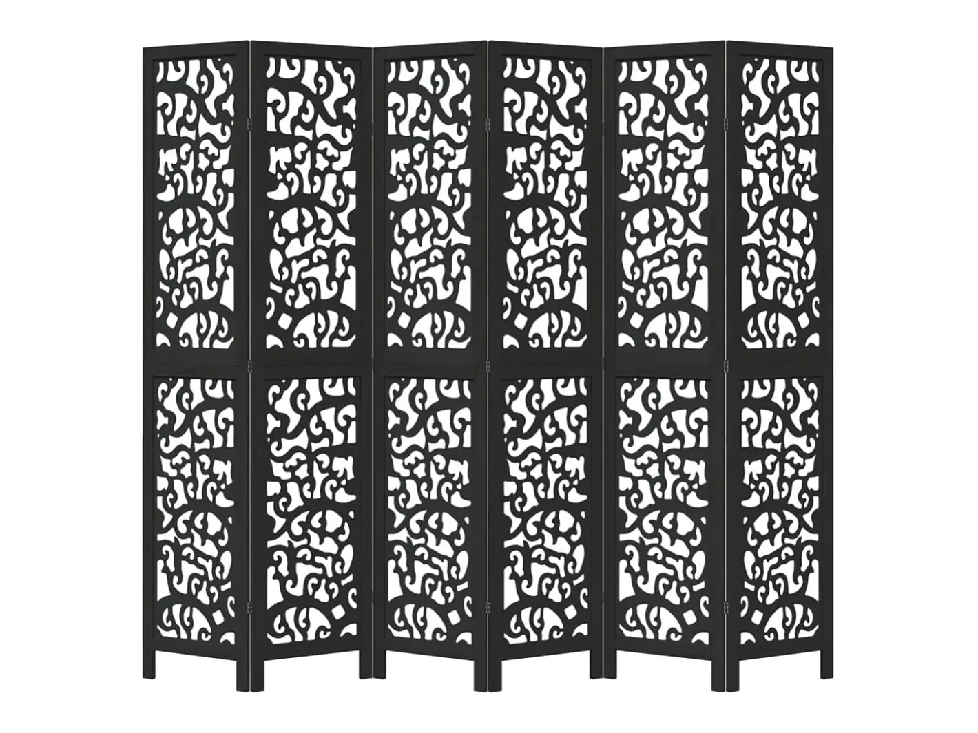 Sale Tabique divisorio de 6 paneles en madera maciza de paulownia negra Negro