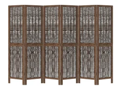 Tabique divisorio de 6 paneles en color marrón oscuro fabricado en paulownia maciza Marru00f3n Online