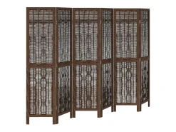 Tabique divisorio de 6 paneles en color marrón oscuro fabricado en paulownia maciza Marru00f3n Online