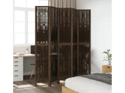 New Tabique divisorio de 5 paneles en marrón oscuro fabricado en paulownia maciza Marru00f3n