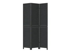 Biombo-Tabique divisorio de 3 paneles en madera maciza de paulownia negra Negro