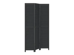Biombo-Tabique divisorio de 3 paneles en madera maciza de paulownia negra Negro