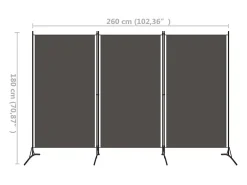 Online Tabique divisorio de 3 paneles Antracita 260x180 cm Gris