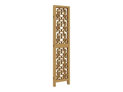 Biombo-Tabique divisorio de 4 paneles en madera maciza de paulownia marrón Marru00f3n