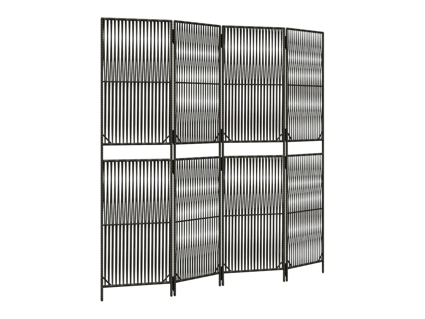 Biombo-Tabique divisorio de mimbre de resina de 4 paneles Gris