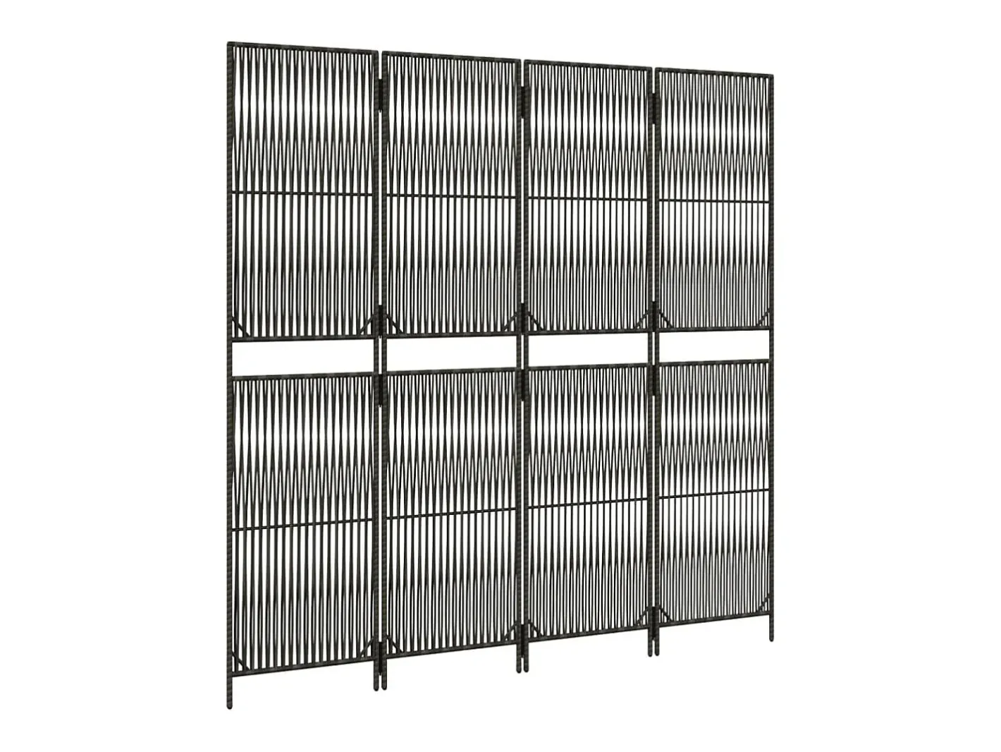 Biombo-Tabique divisorio de mimbre de resina de 4 paneles Gris