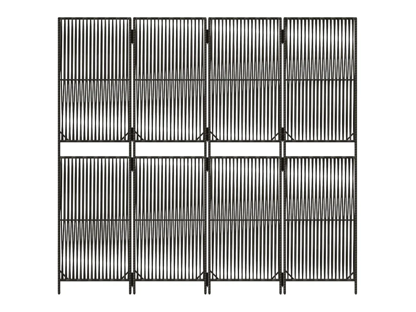 Biombo-Tabique divisorio de mimbre de resina de 4 paneles Gris