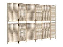 Clearance Tabique divisorio de mimbre de resina de 6 paneles Beige