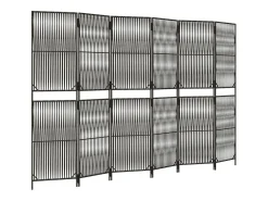 Biombo-Tabique divisorio de mimbre de resina de 6 paneles Gris