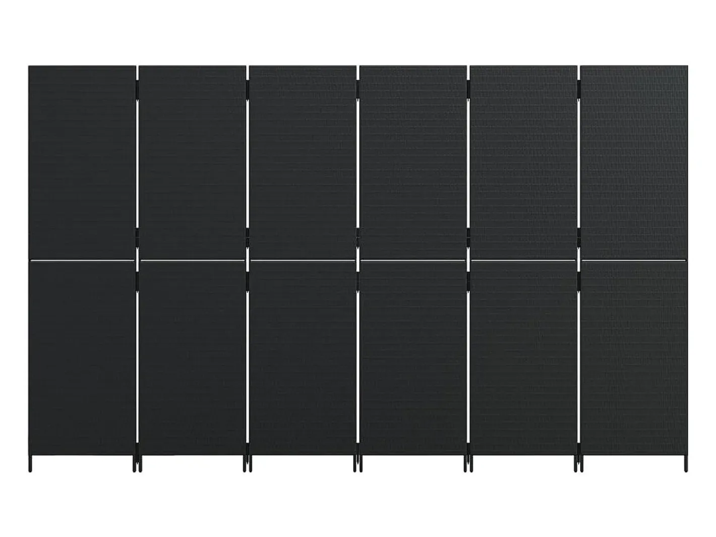 Sale Tabique divisorio de mimbre de resina negra de 6 paneles Negro